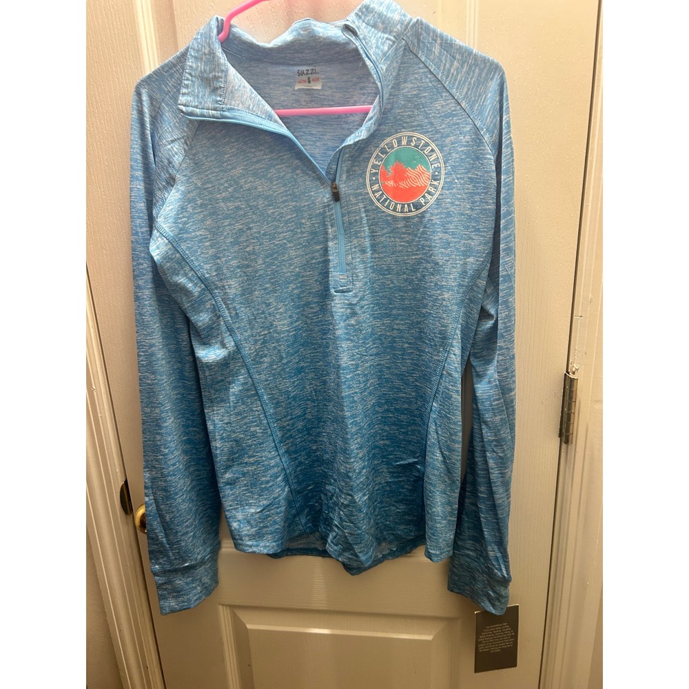 NWT Yellowstone National Park Quarter Zip Pullover Women's Large Blue UPF 50
